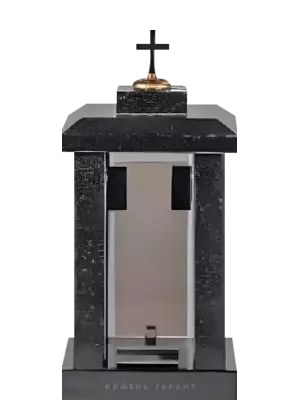 Квадратная лампада со стеклянными вставками и крестом